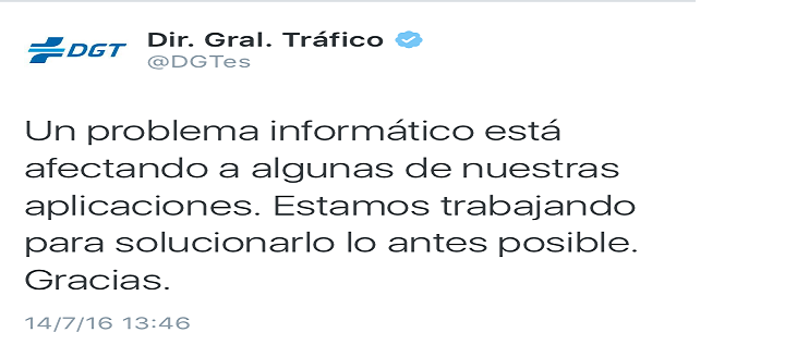 Problema informático DGT